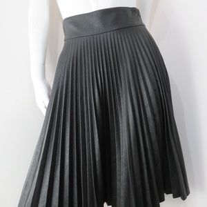 Pleated Skirt Designer Karen Millen Black Faux